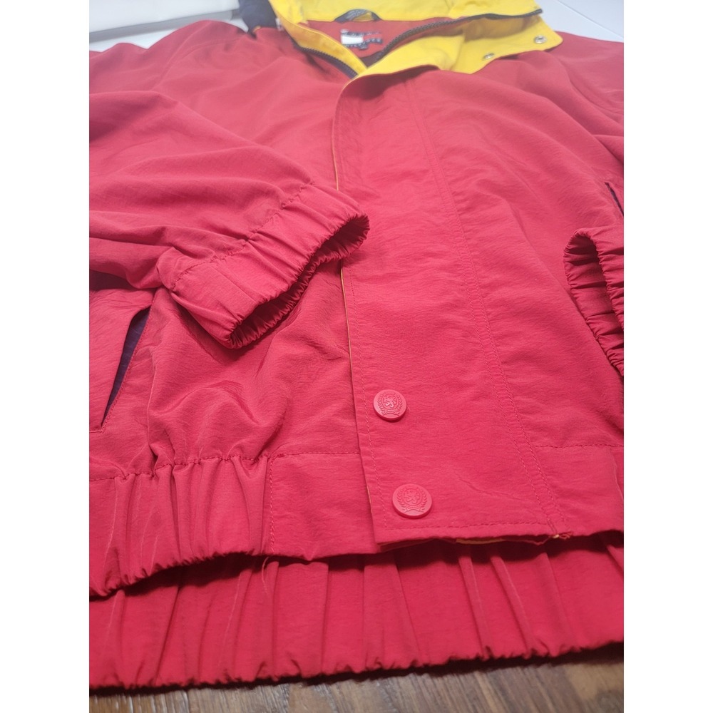 Vintage 90's Tommy Hilfiger Hooded Jacket Red Blue Men's Size XL Spellout Hooded - Picture 5 of 15